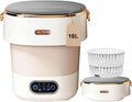 Portable Washing Machine 16L Mini Washer Khaki - Foldable Spin Washer