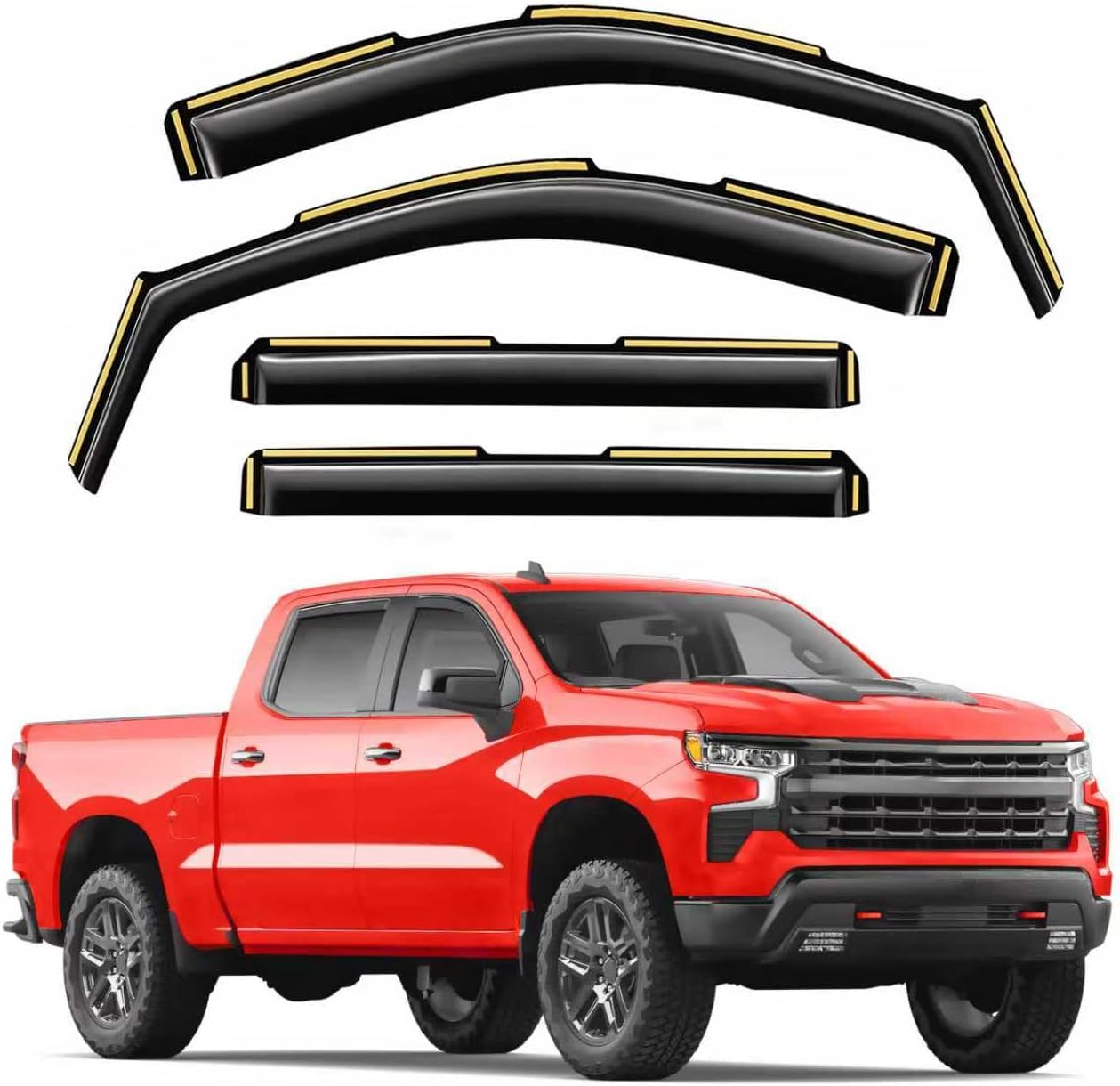 In-Channel Window Rain Guards for Chevy Silverado & GMC Sierra
