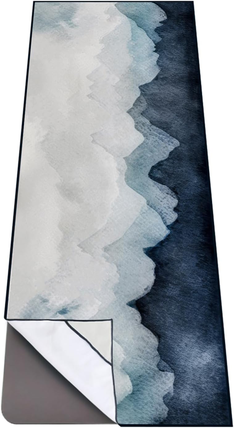 Non Slip Hot Yoga Towel with Corner Pockets - Sweat Absorbent
