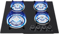 23ft Gas Stove Cooktop 4 Burner Built-in Tempered Glass - Compact Hob
