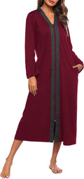 Ekouaer Zipper Robe Long Sleeve Loungewear - Lightweight Comfort Robes