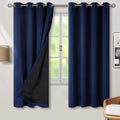 Thermal Insulated 100% Blackout Curtains - Navy Blue Double Layer