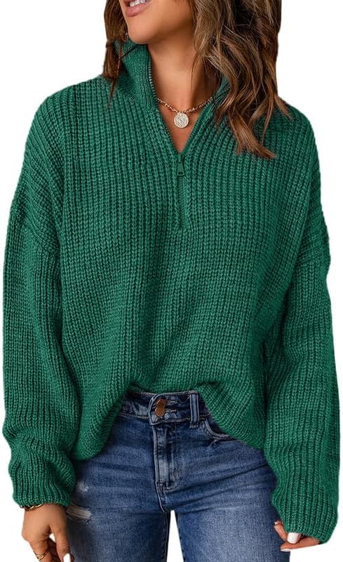 Dokotoo Womens 1/4 Zip Pullover Sweater for Casual Style