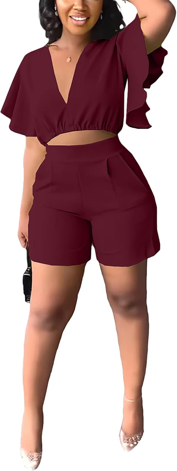 Fooullaide Womens Summer 2 Piece Outfit Set for Beach Vacations