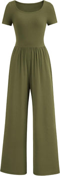 Women's Square Neck Wide Leg Jumpsuit - Dressy Yet Comfortable