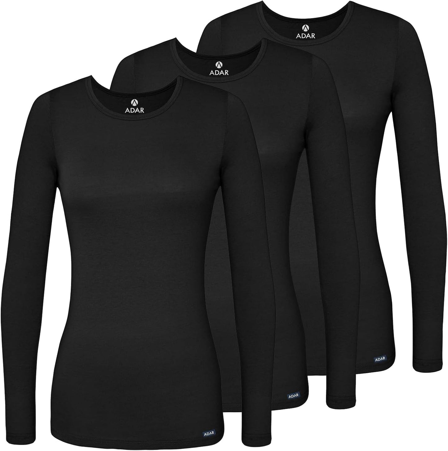 Adar Underscrubs for Women - Long Sleeve Comfort Tee 3 Pack
