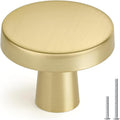 Gold Cabinet Knobs Round Brushed Brass 25 Pack - Durable Zinc Alloy
