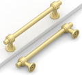 5in (128mm) Brushed Gold Cabinet Pulls 10 Pack - Solid Metal Handles