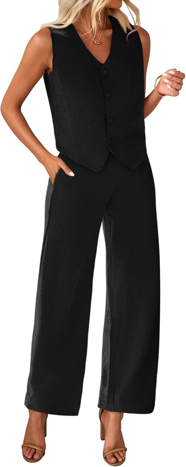 KIRUNDO Womens Two Piece Outfits Summer Fashion Blazer Pants Set