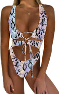 CHYRII Women's Backless Lace Up High Cut One Piece Swimsuit - Cheeky