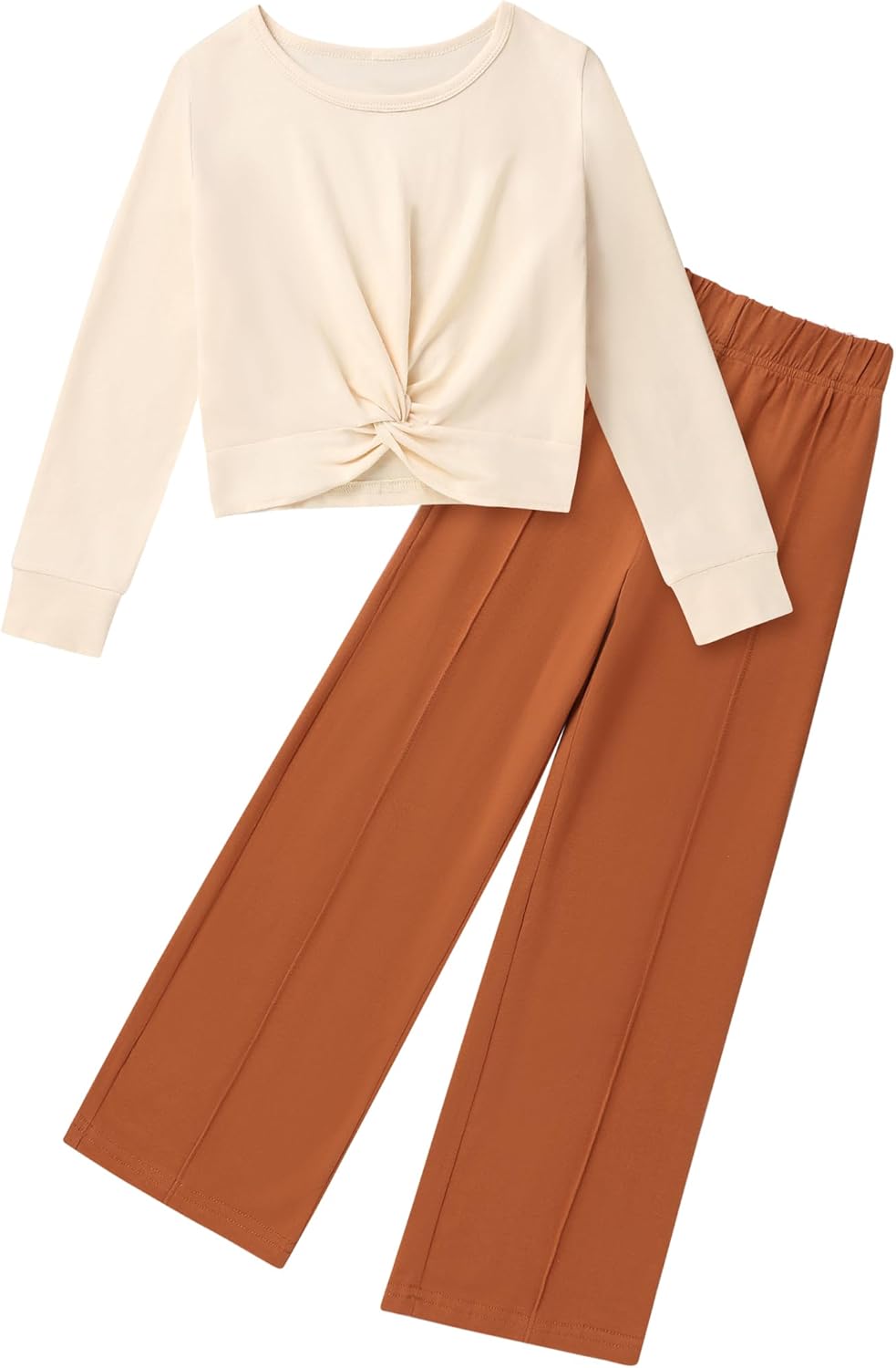 Girls Fall Outfits Fashion Solid Long Sleeve Twist Crop Tops