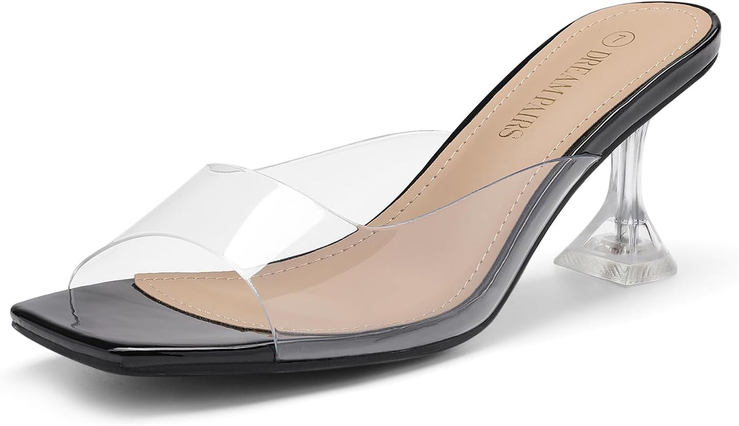 DREAM PAIRS Women's Clear Heeled Sandals for Summer Style