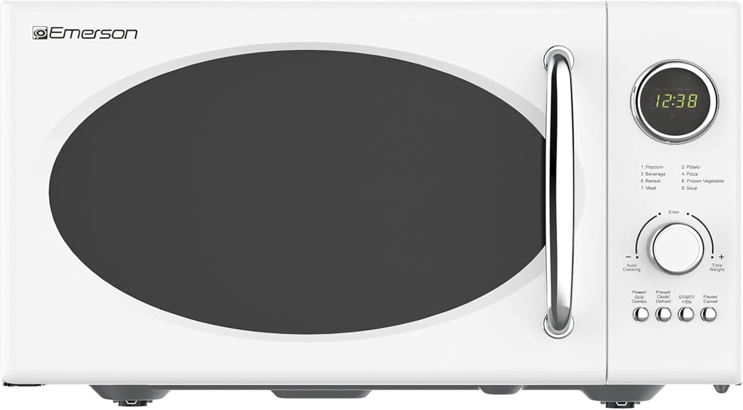 Emerson Retro Microwave with Grill: 800W Power