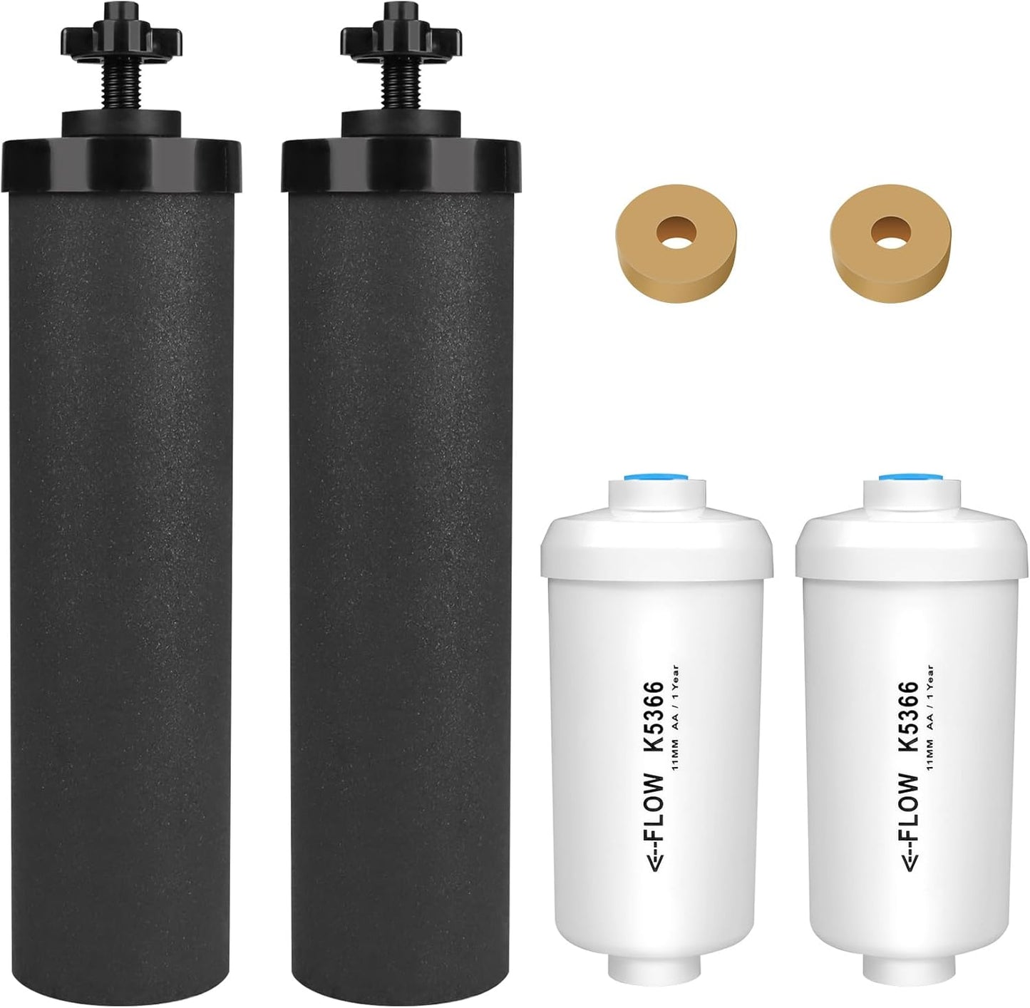 Water Filter Replacement for Berkey Systems - 2 Black & 2 Fluoride