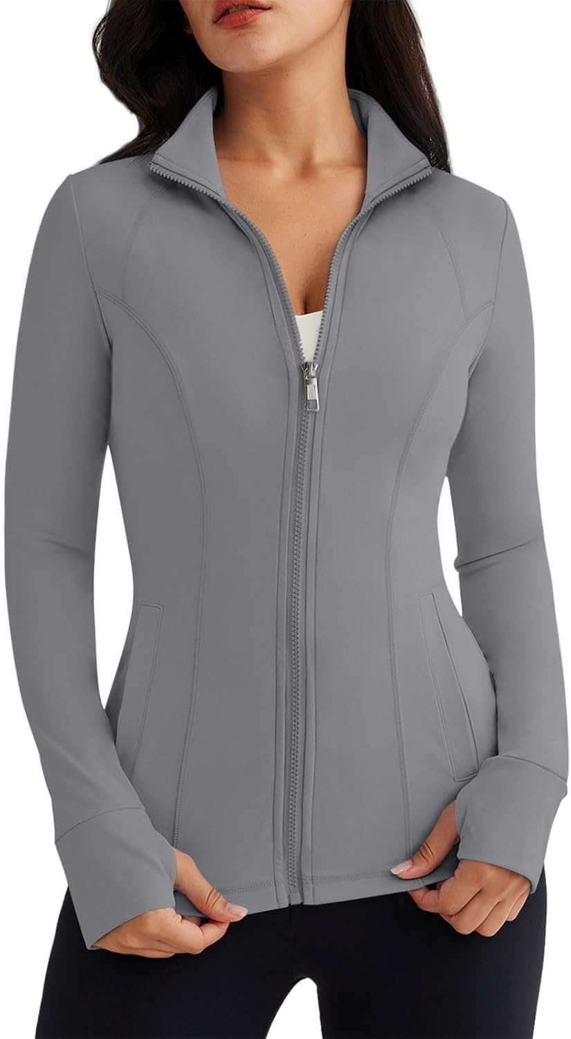 Trendy Queen Womens Lightweight Zip Up Jackets for Activewear