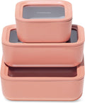 Caraway 3pc Glass Food Storage Set - Ceramic Coated Containers