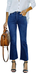 Cropped Flare Jeans for Women Mid Rise Stretchy Bell Bottoms
