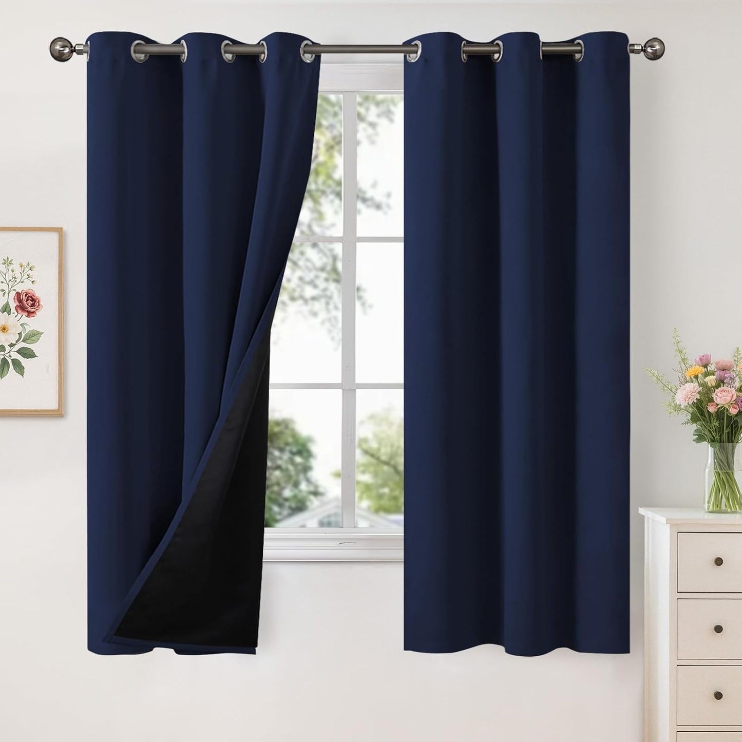 YoungsTex Navy Blue Blackout Curtains for Full Room Darkening