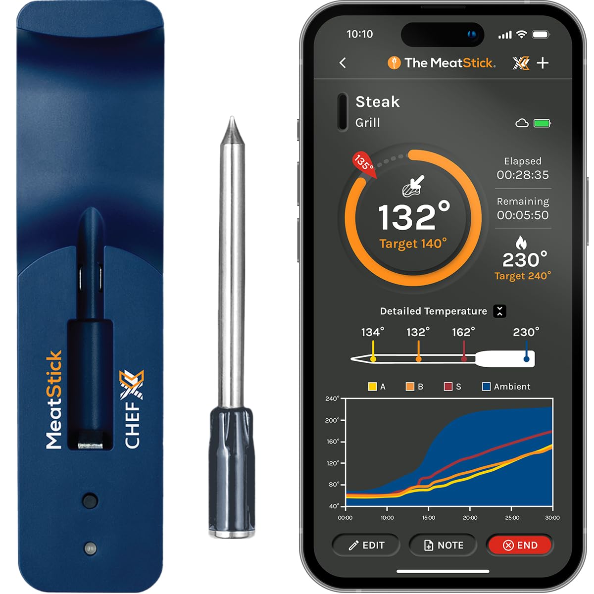 MeatStick ChefX: Smart Wireless Meat Thermometer