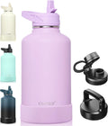 64 oz Insulated Water Bottle Lavender - Half Gallon Straw & 3 Lids