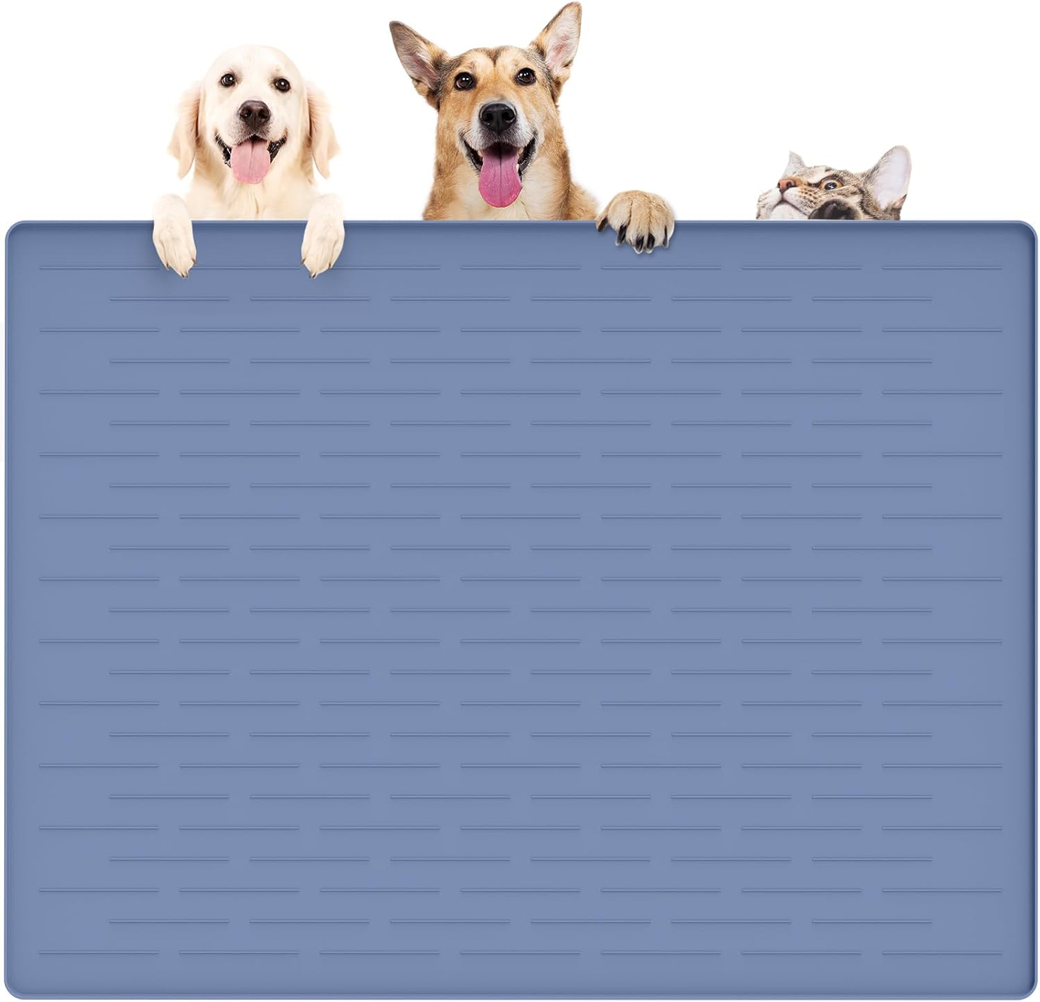 Large Pet Food Mat 39.4x29.5 in Silicone for Dogs and Cats