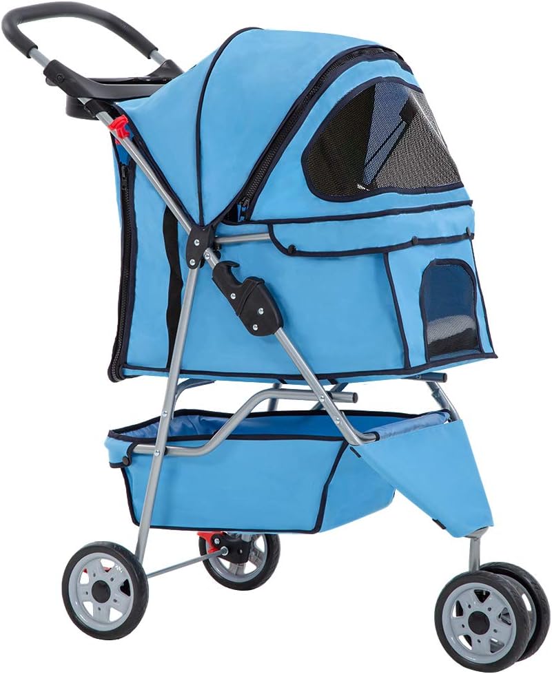 3-Wheel Pet Stroller for Dogs and Cats - Lightweight & Durable