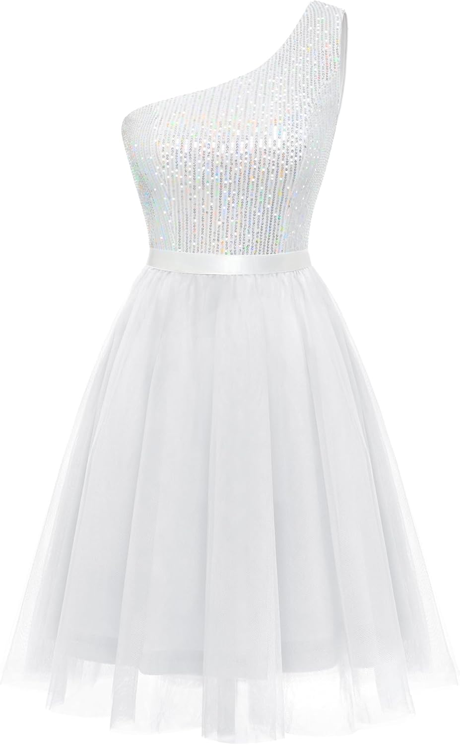 BeryLove Womens Sequin One-Shoulder Cocktail Dress for Teens