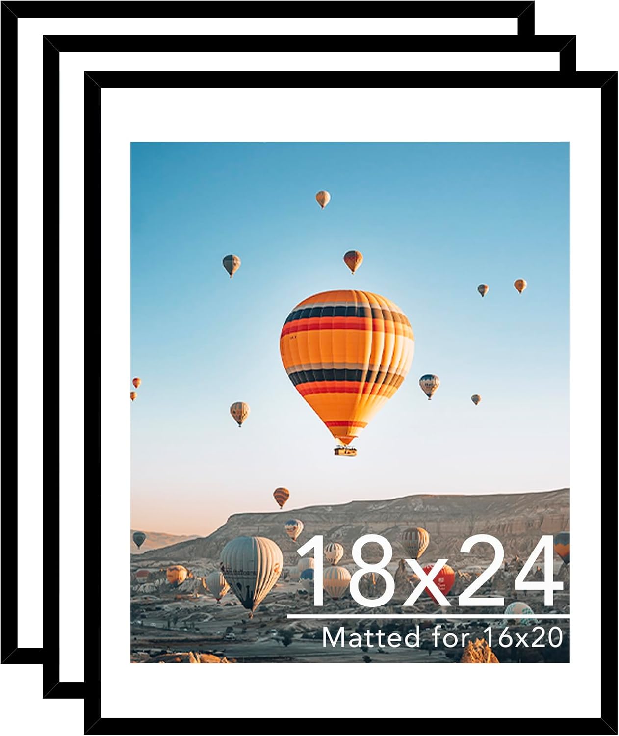 18x24 Picture Frame Set of 3 with 16x20 Mat for Display