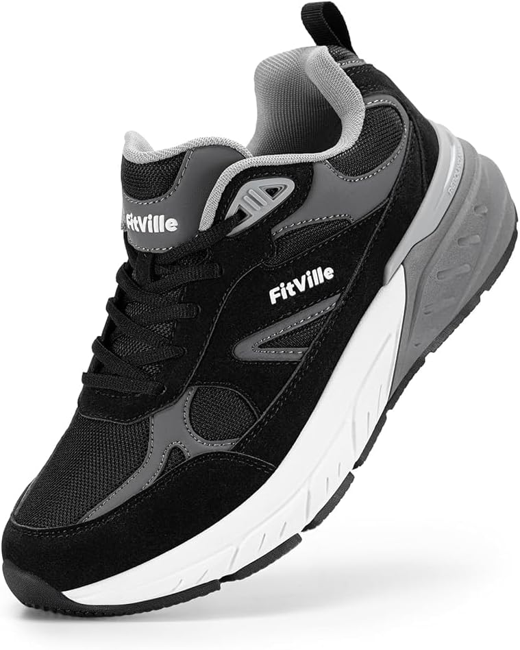 FitVille Wide Walking Shoes for Men with Arch Support Comfort