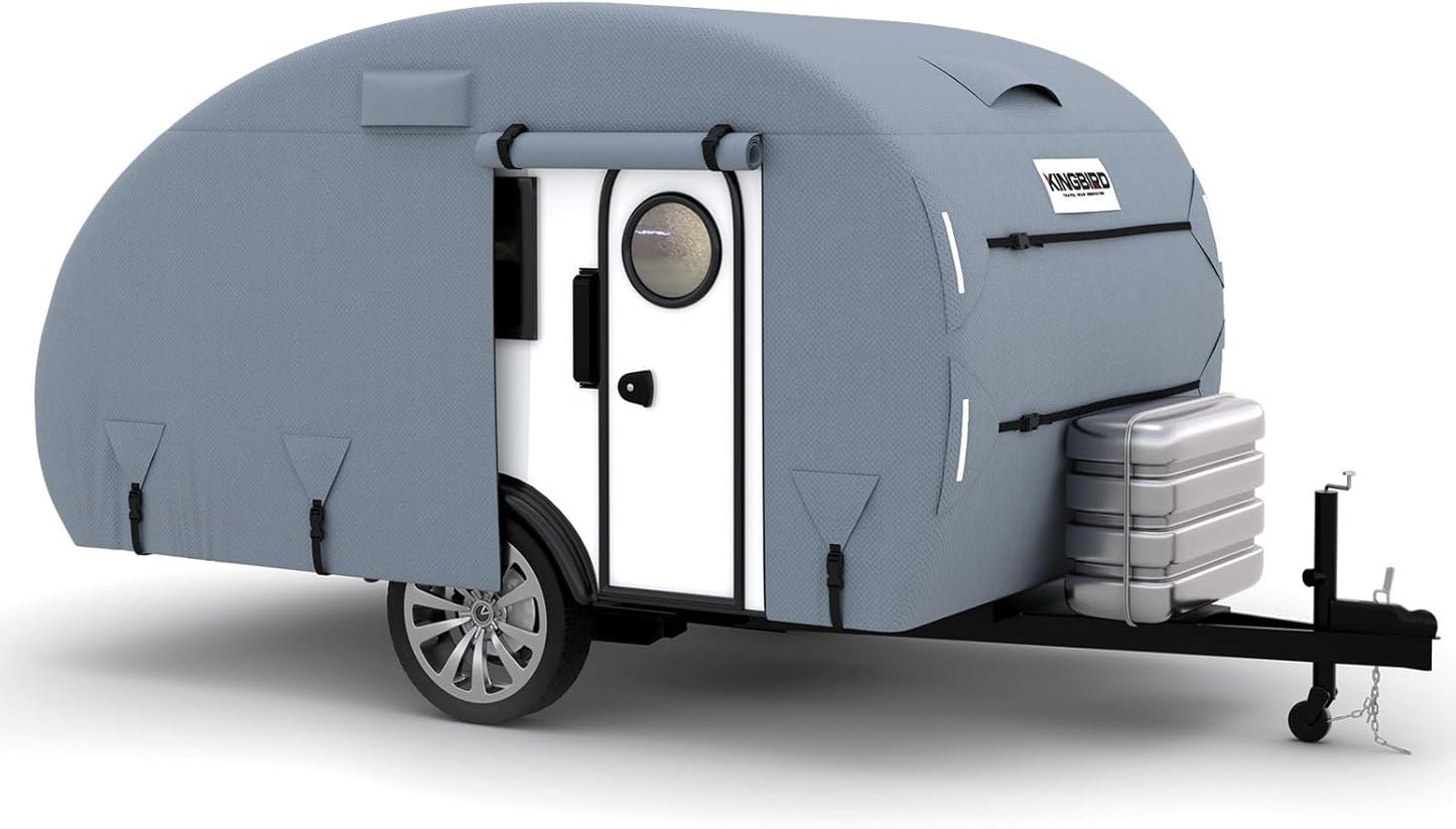KING BIRD Heavy Duty Teardrop Travel Trailer Cover for 12ft-15ft