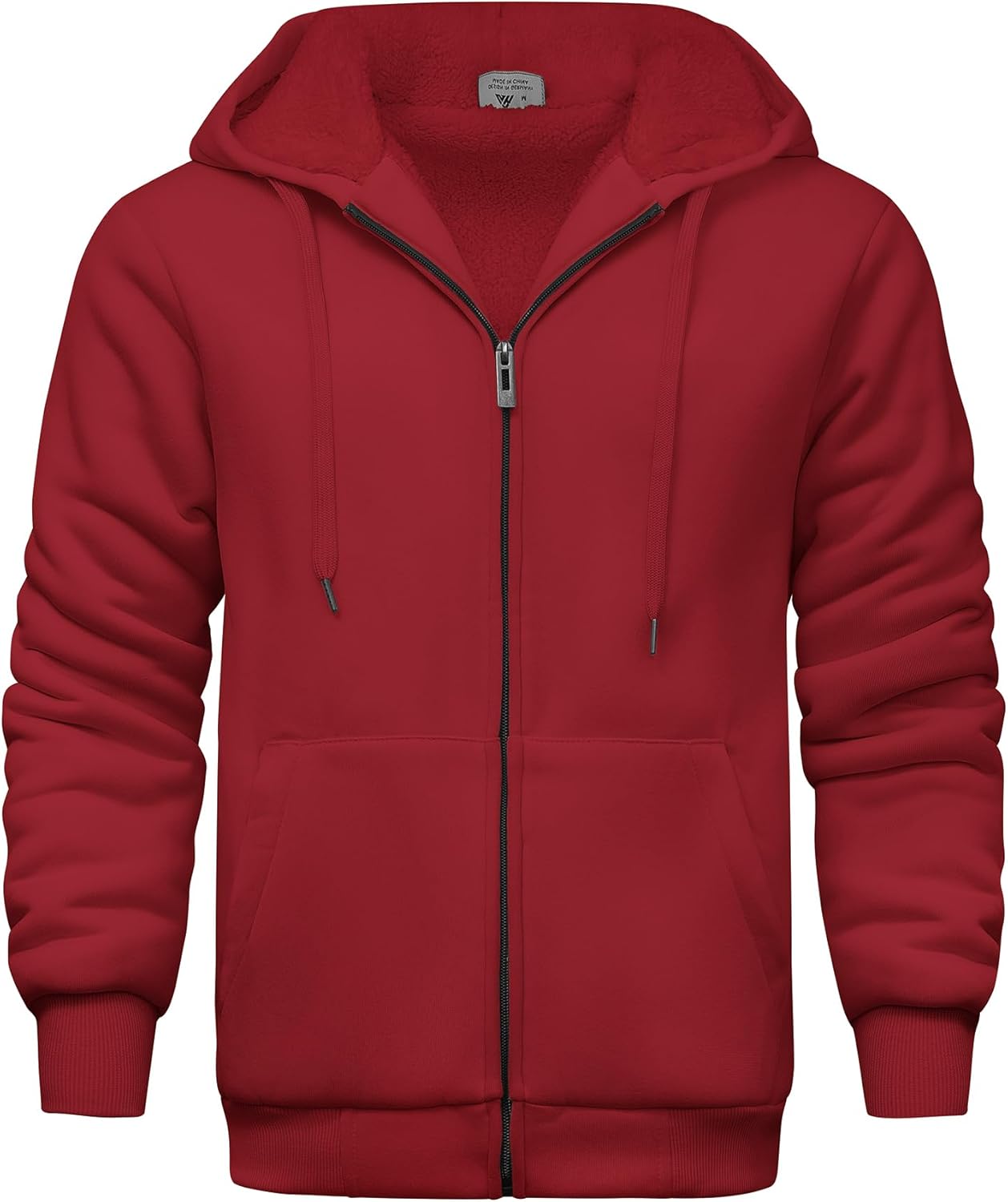 V VALANCH Men Hoodies Zip Up Sherpa Lined Sweatshirts Warm Fleece