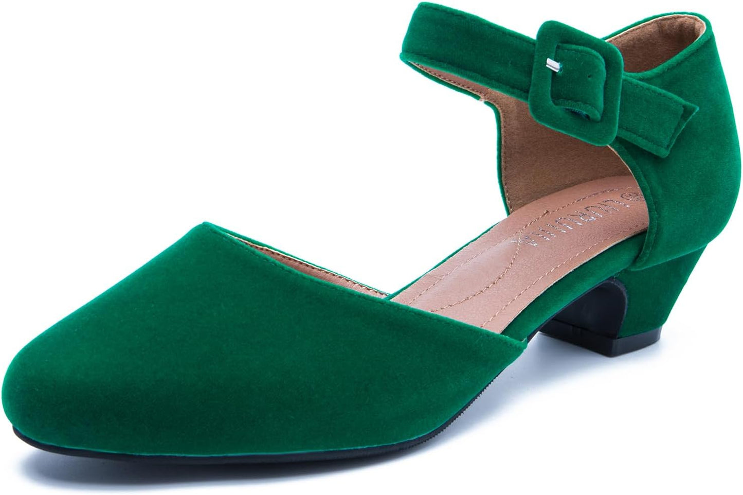 LIURUIJIA Women's Closed Toe Low Chunky Heel Pumps for Events