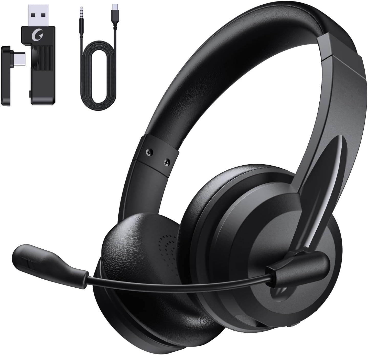 Wireless Headset with Mic for Work - AI Noise Cancelling Tech