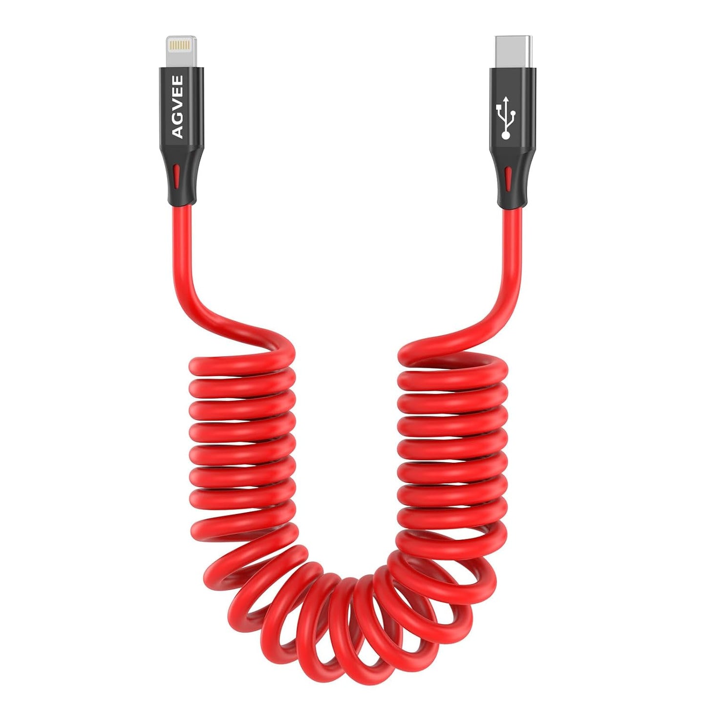 AGVEE 30W Fast Charge Coiled Lightning Cable