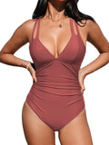 CUPSHE Women's One Piece Swimsuit - Tummy Control Deep V, Crisscross
