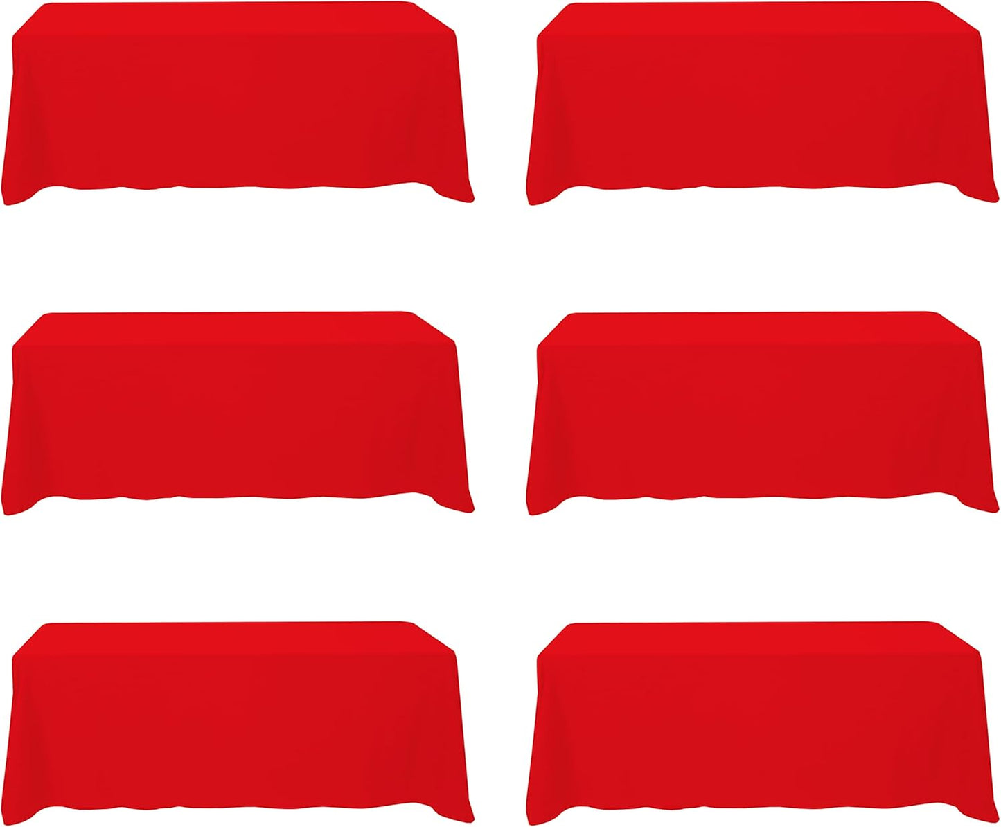 Premium 6 Pack Red Tablecloths for 8 Foot Rectangle Tables