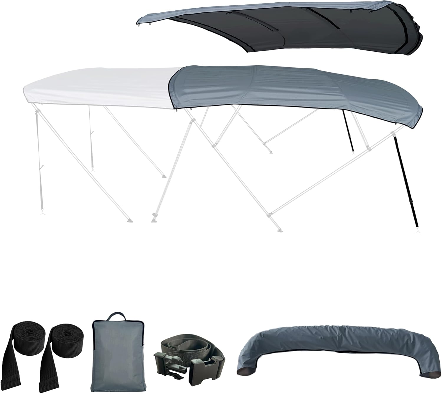 3 Bow Bimini Top Replacement Cover for Boats - Durable 600D Canvas