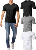 H2H Mens Slime Short Sleeve T-Shirts Multipack - Slim Fit Crew & V