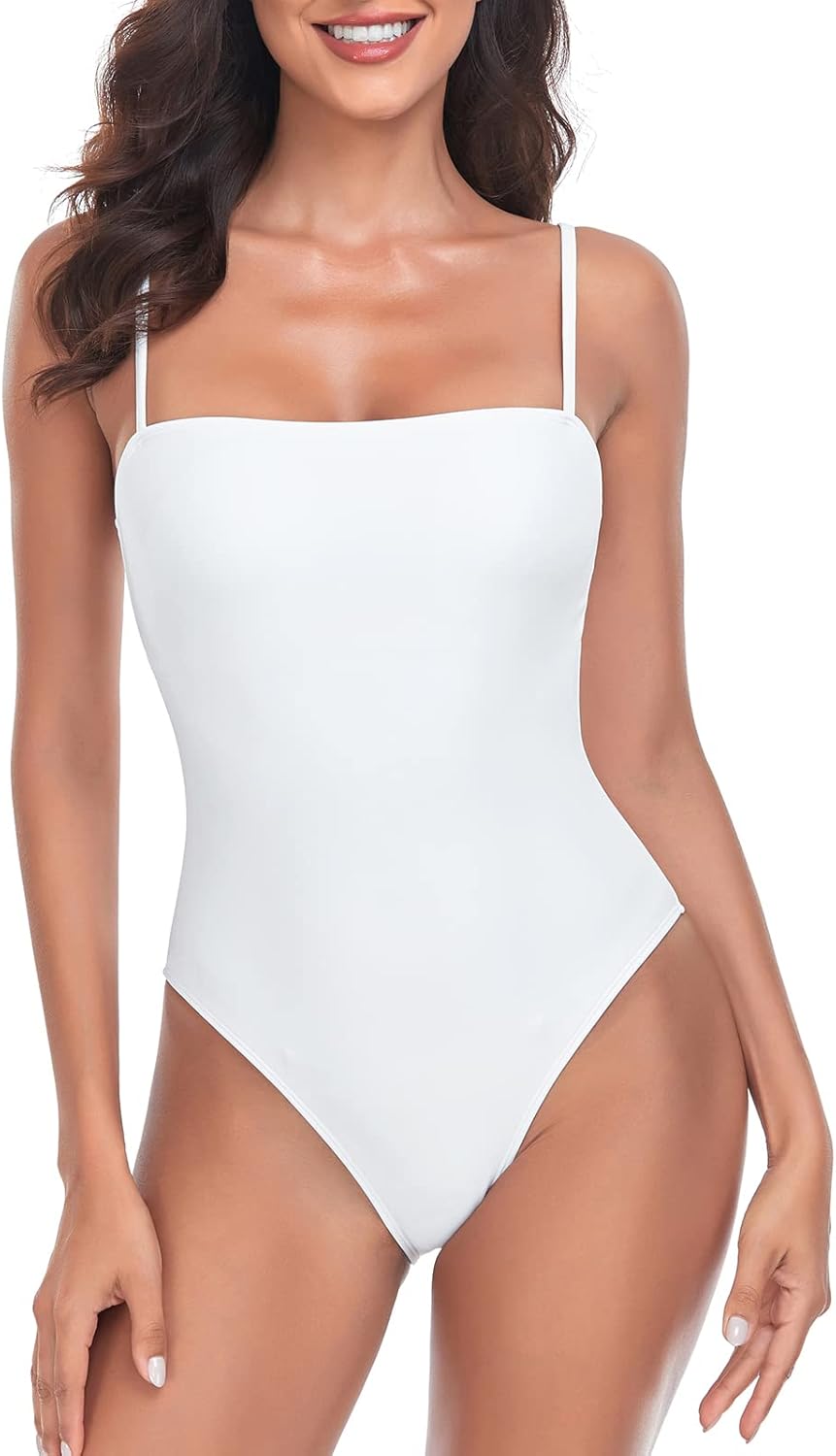 RELLECIGA Women's Bandeau One Piece Swimsuits for Summer Fun