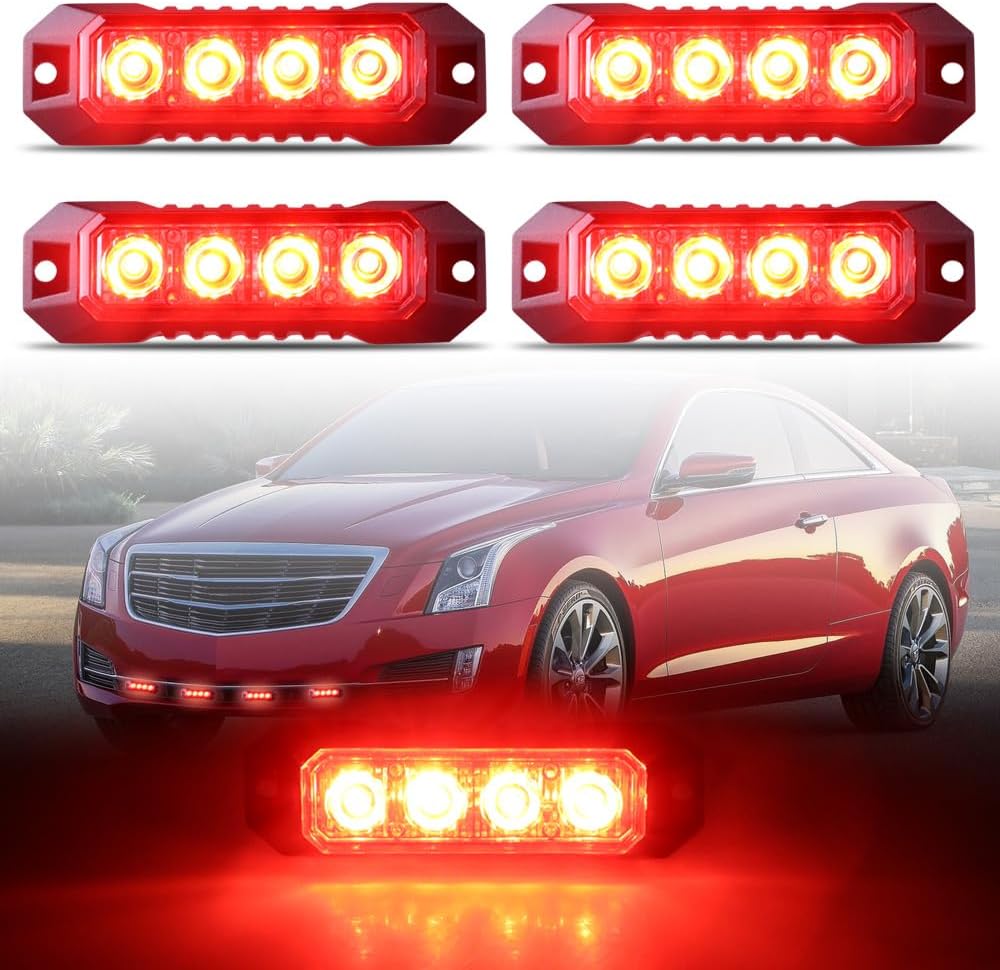 Ultra Slim 4-LED Surface Mount Strobe Lights for Vehicles