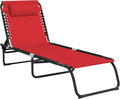 Wine Red Folding Chaise Lounge Chair - 4-Position Outdoor Recliner