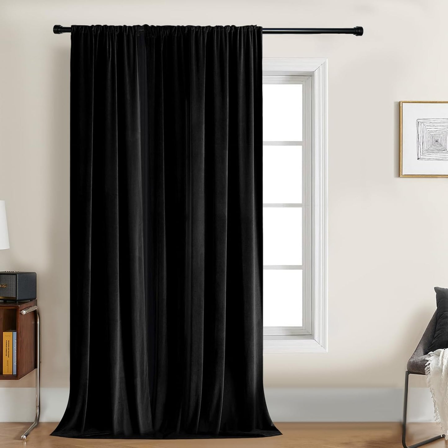 Joydeco Velvet Curtains 84 inch Long Luxury Blackout Drapes