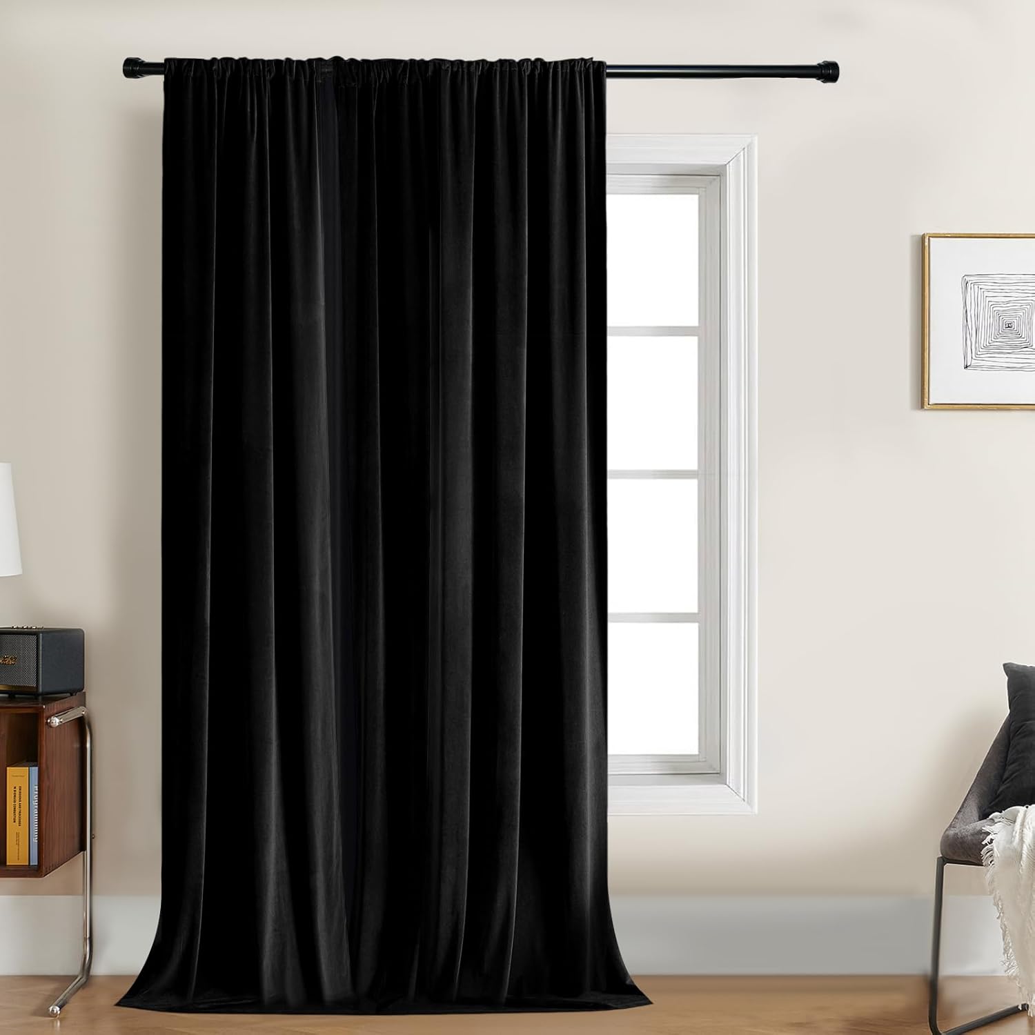 Joydeco Velvet Curtains 84 inch Long Luxury Blackout Drapes