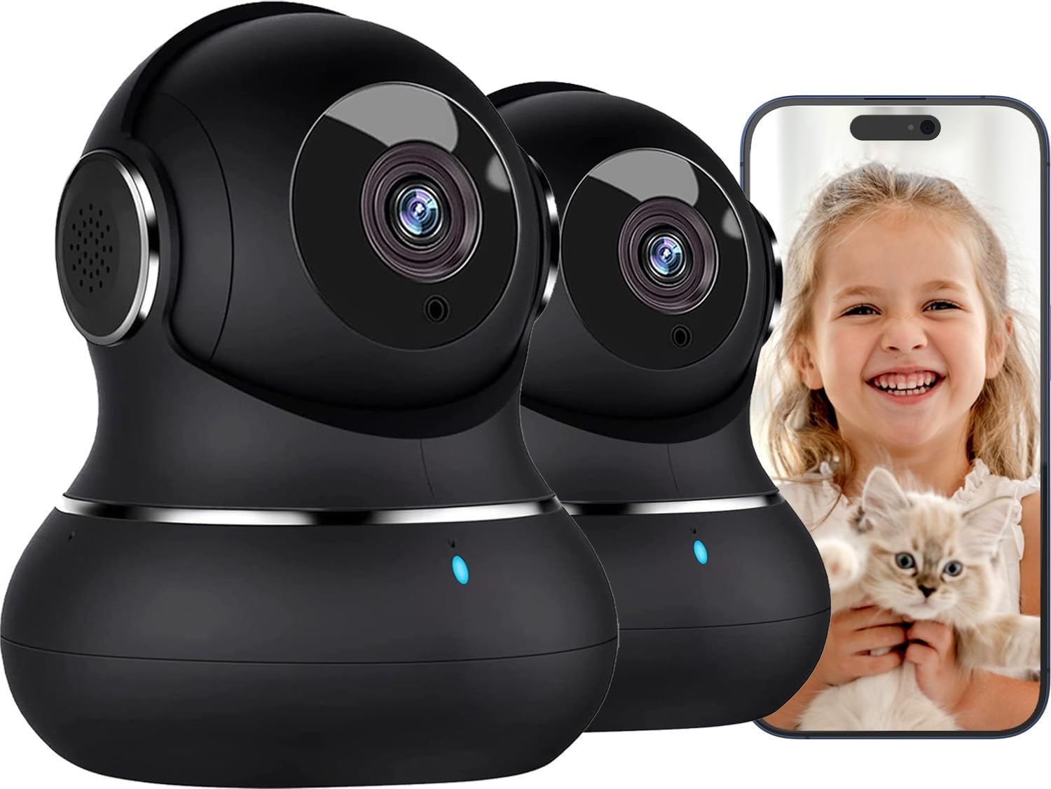 litokam 2K Home Security Camaras, Motion Detection, Pet/Baby Monitor, Alexa, 2 Pack