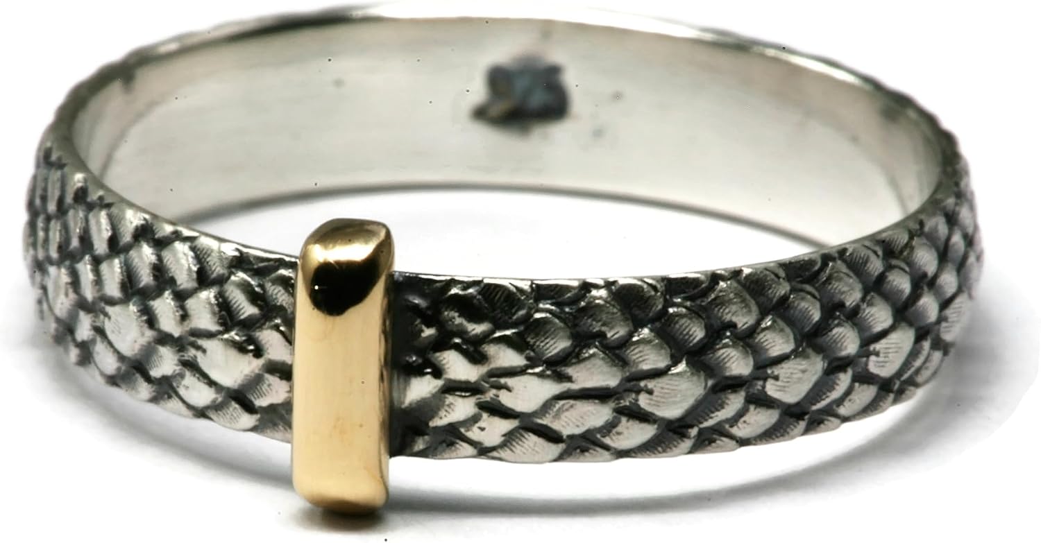 Celtic Style 925 Sterling Silver Ring with Brass Accent 4mm