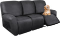 Recliner Sofa Covers Stretch Leather-Like 8 Piece Slipcover - Charcoal