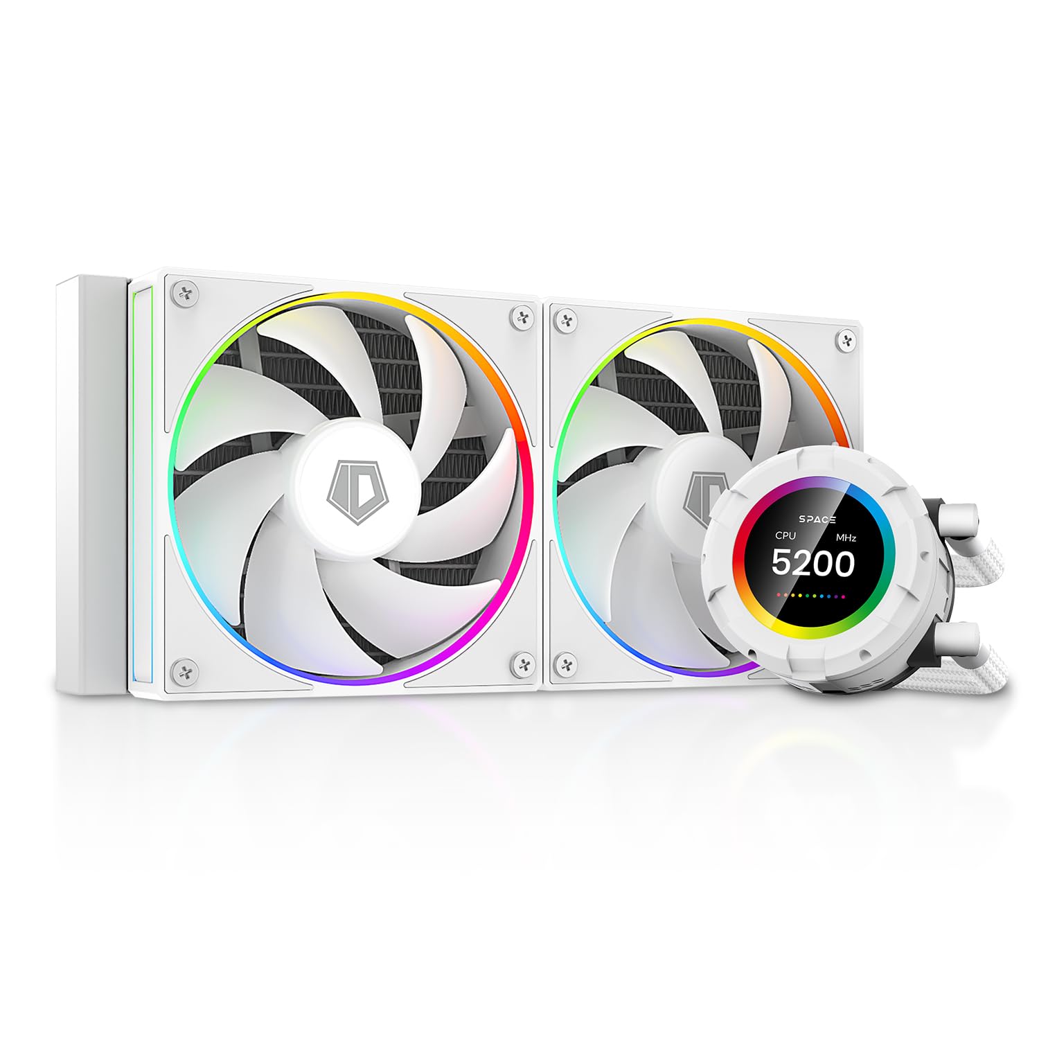 ID-COOLING SL240 White CPU Liquid Cooler with Custom LCD Display