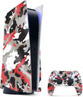 Glossy Glitter Gaming Skin for PS5 Bundle - Red Camo
