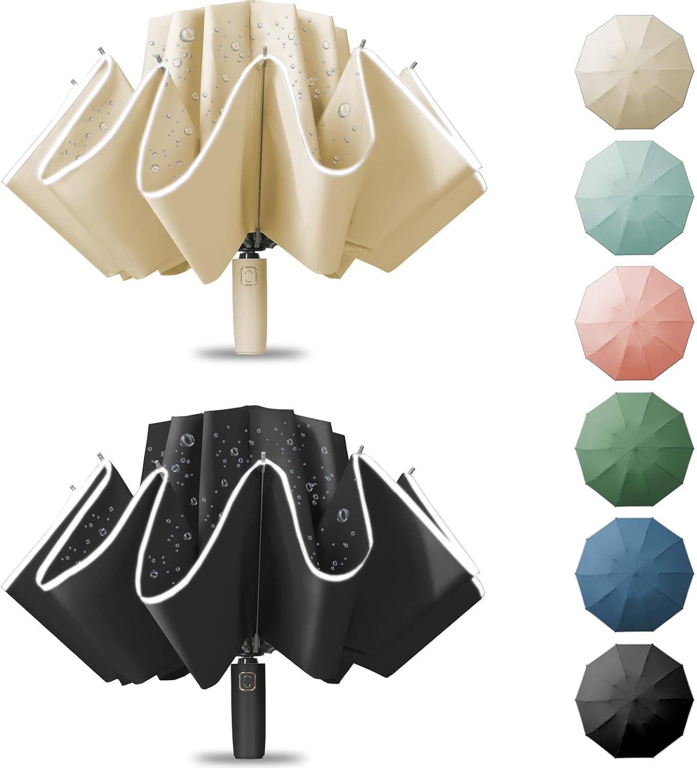 Large Windproof Travel Umbrella with Compact Inverted Design