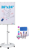 Magnetic Mobile Whiteboard 36in x 24in - Height Adjustable Easel